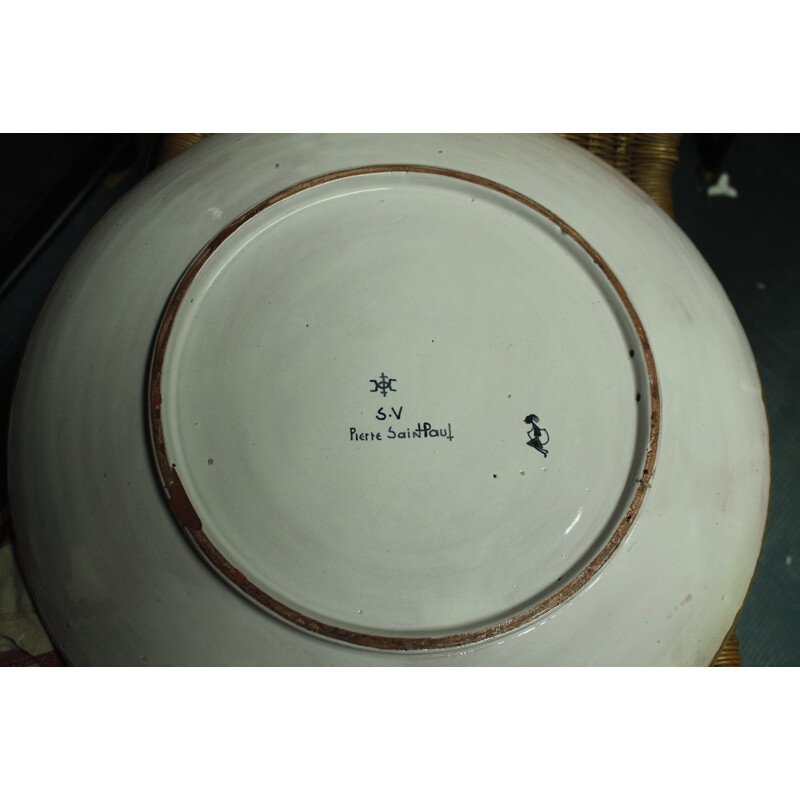 San Vicens round plate in ceramic, Pierre SAINT PAUL - 1952