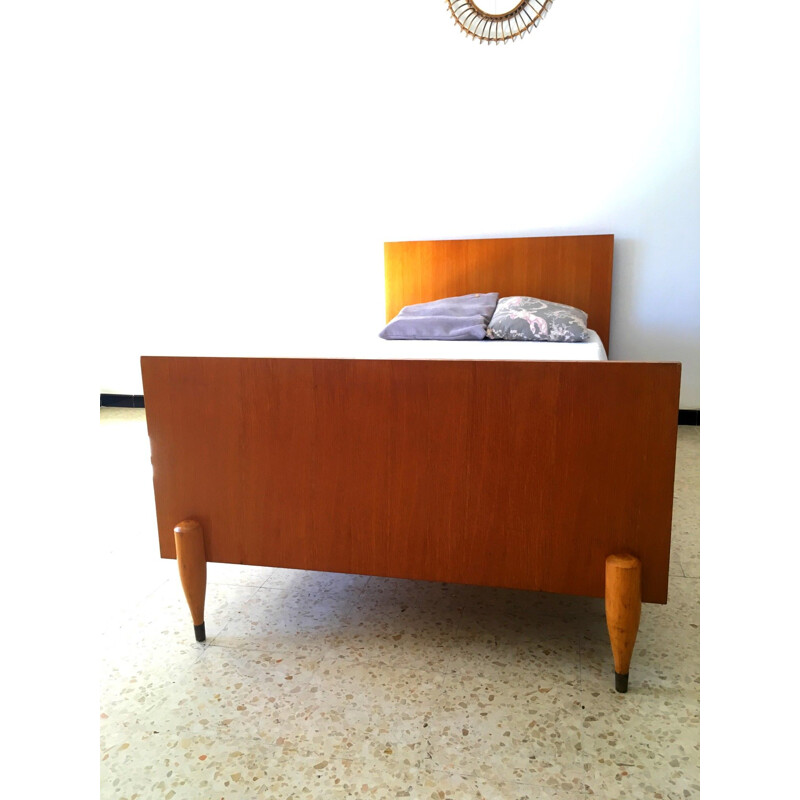 Vintage oak single bed 1960