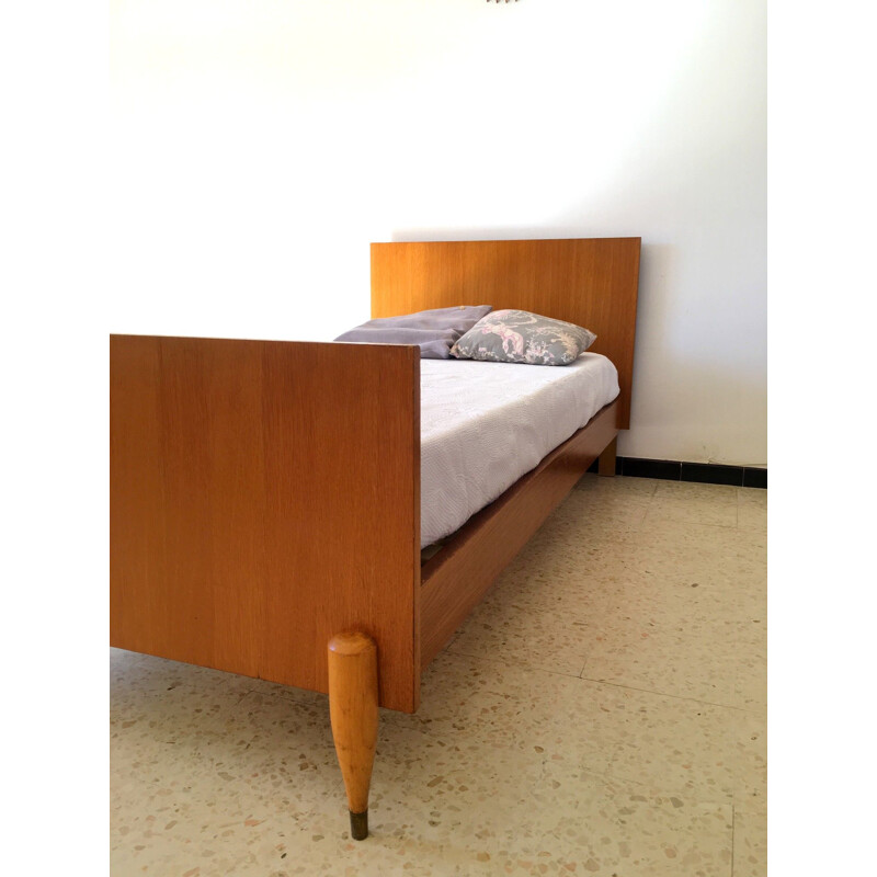 Vintage oak single bed 1960