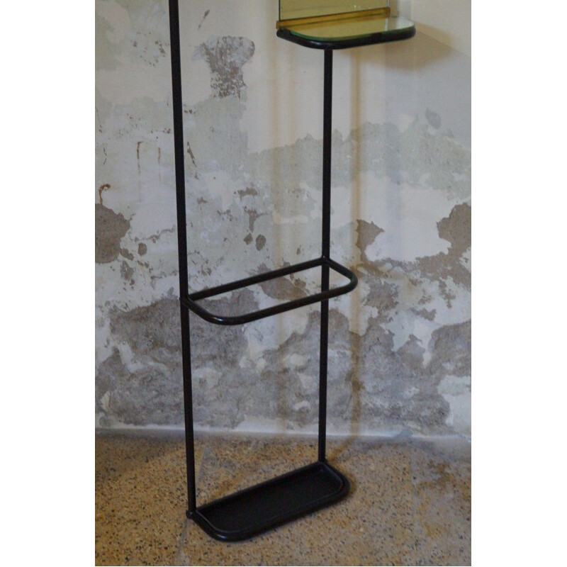 Brass and steel wall-mounted vintage coat rack, 1950's