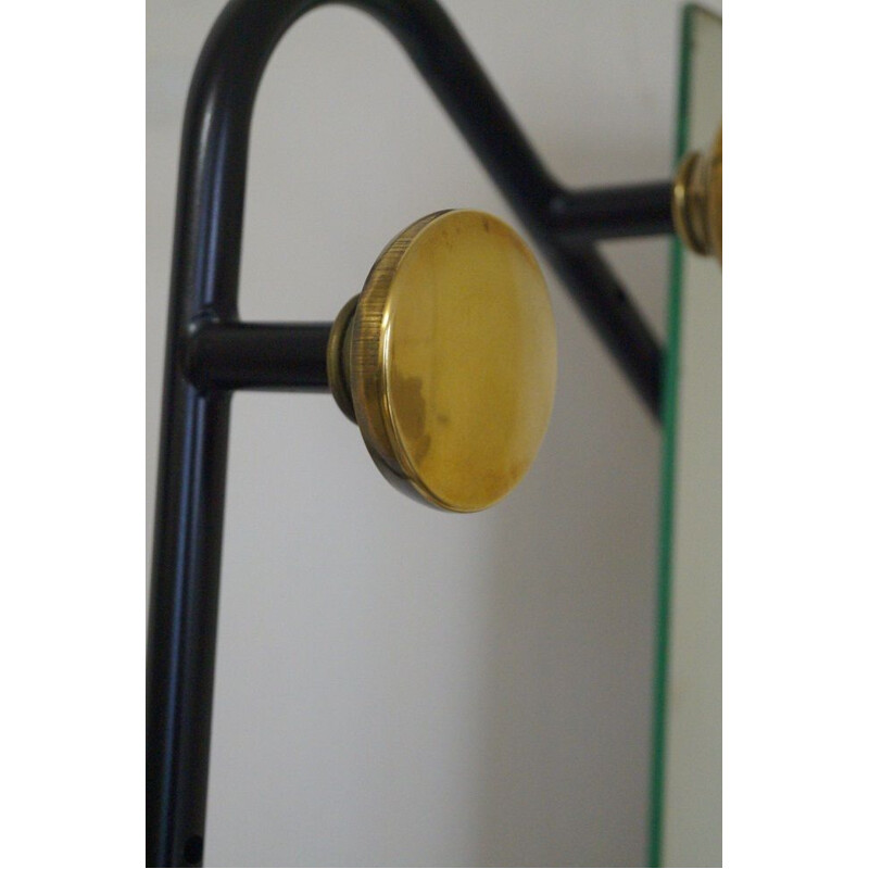 Brass and steel wall-mounted vintage coat rack, 1950's