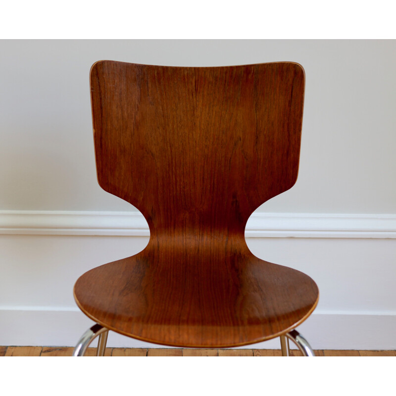 Pair of vintage scandinavian teak and chrome chairs 1960