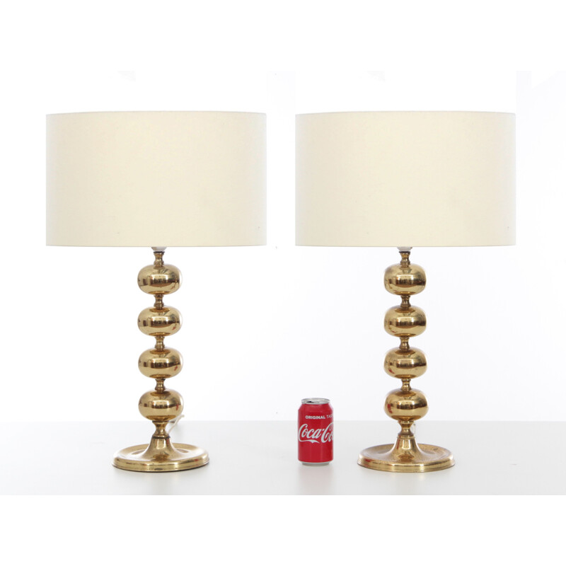Pair of Scandinavian vintage brass lamps