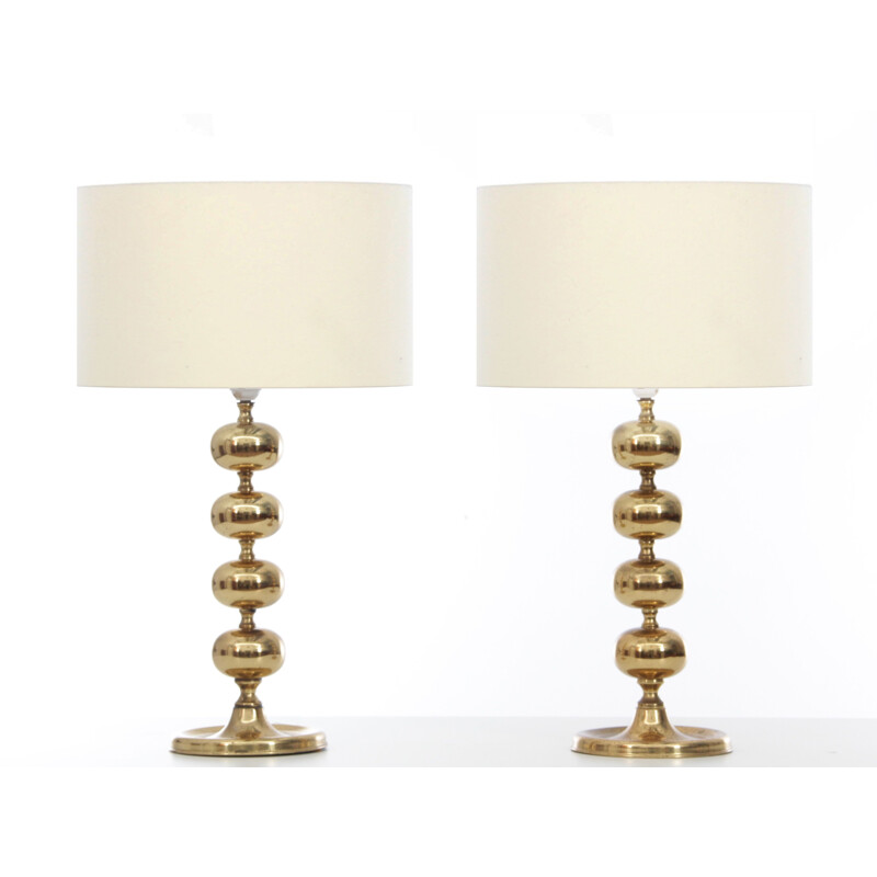 Pair of Scandinavian vintage brass lamps