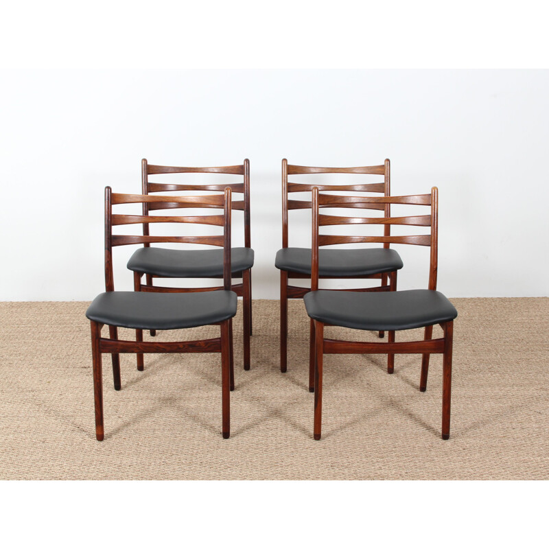 Suite de 4 chaises vintage scandinaves en palissandre