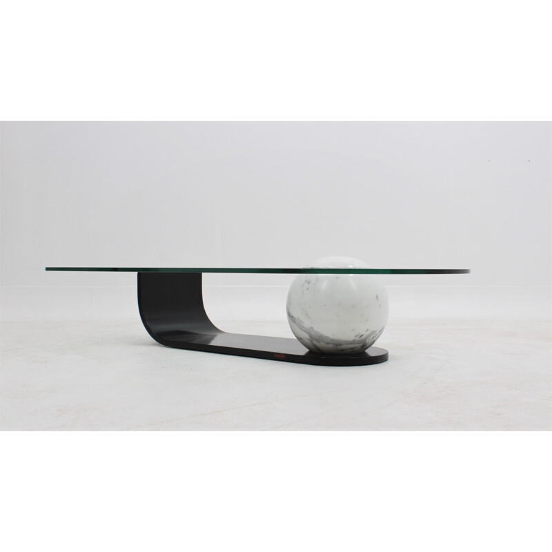 Vintage marble and glass coffee table by F.lli Longhi, Italy, 1980s