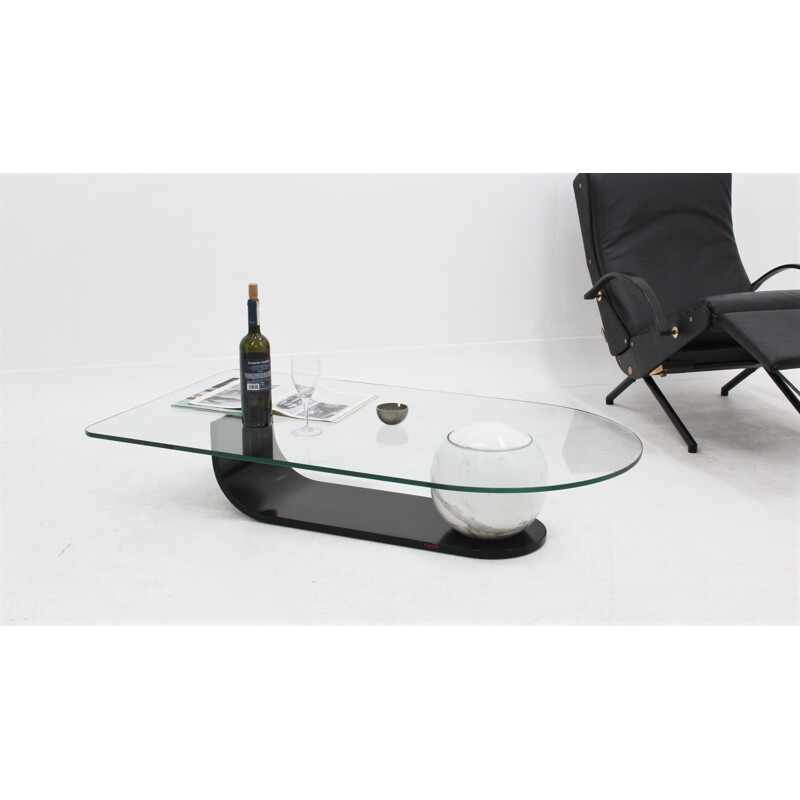 Vintage marble and glass coffee table by F.lli Longhi, Italy, 1980s