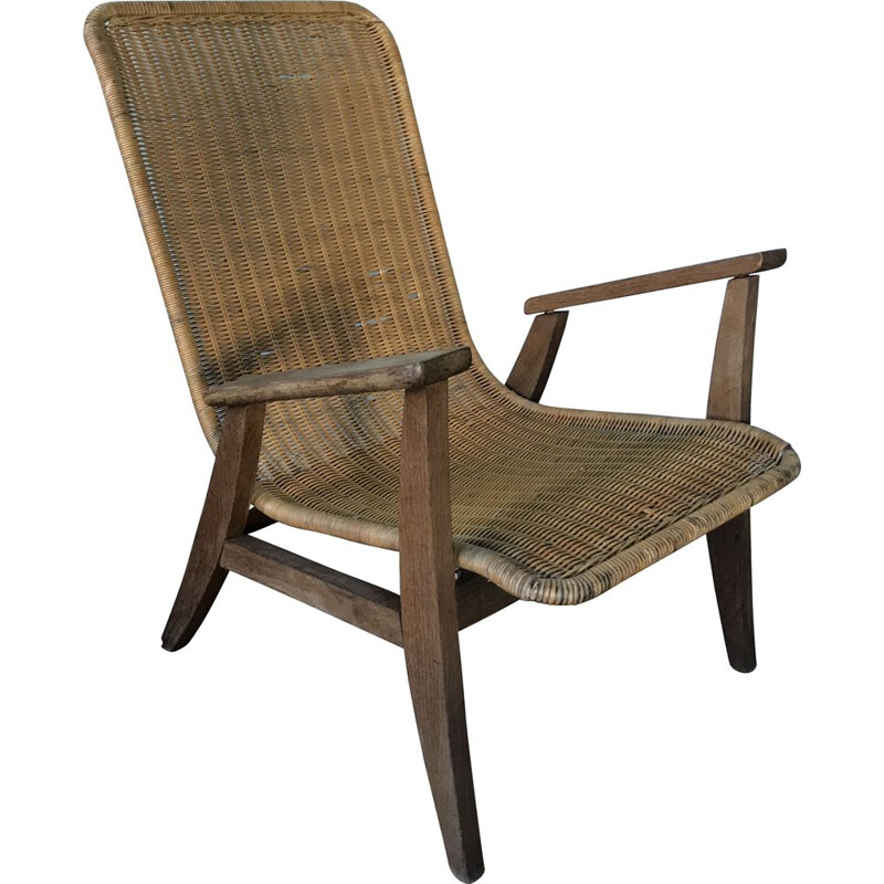 Vintage rattan armchair, 1950