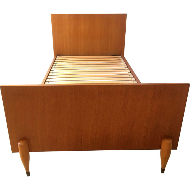 Vintage oak single bed 1960