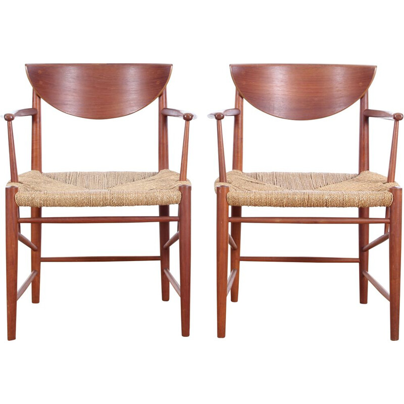 Pair of vintage Scandinavian teak armchairs model 317 by Peter Hvidt & Orla Mølgaard Nielsen for Søborg Møbelfabrik