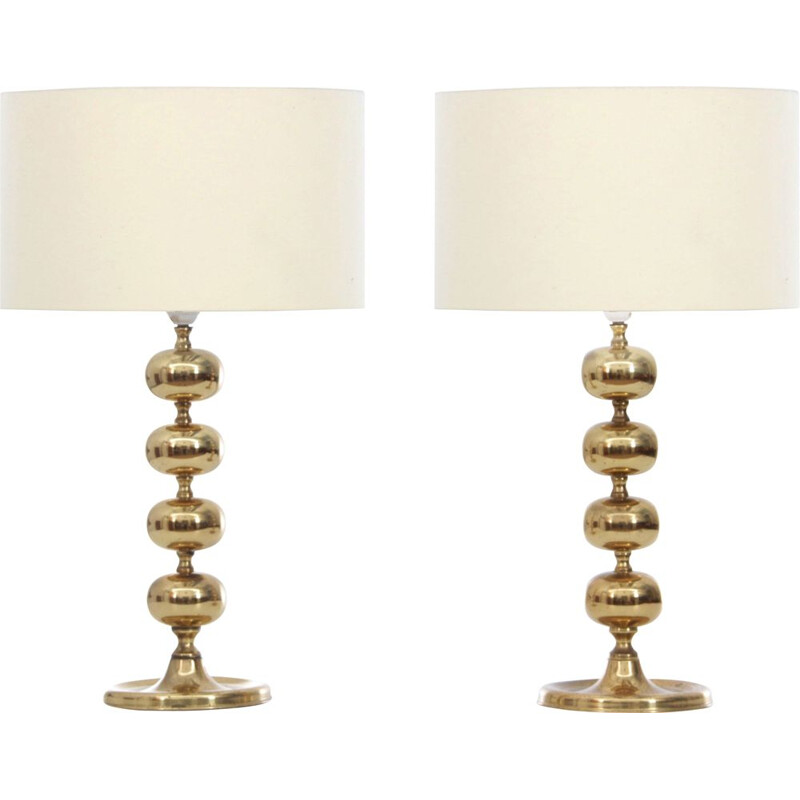 Pair of Scandinavian vintage brass lamps
