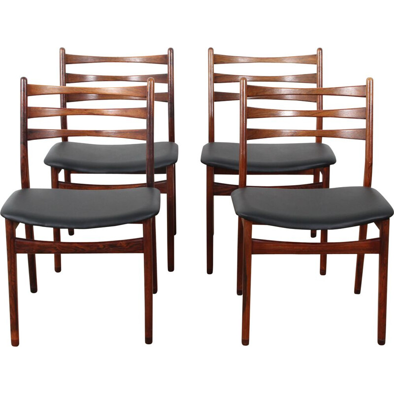 Suite de 4 chaises vintage scandinaves en palissandre