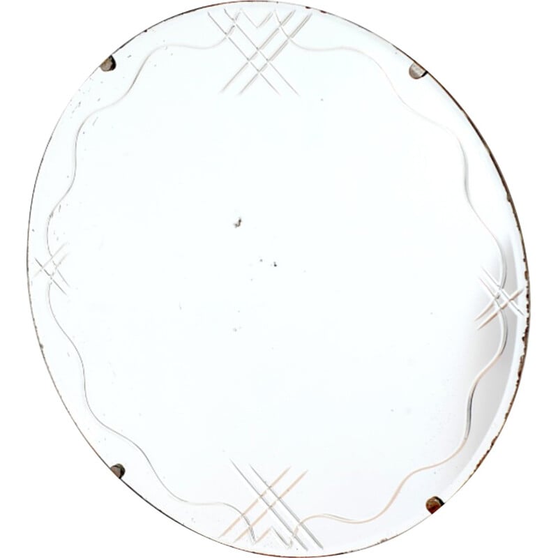 Vintage round mirror in glass - 1940s