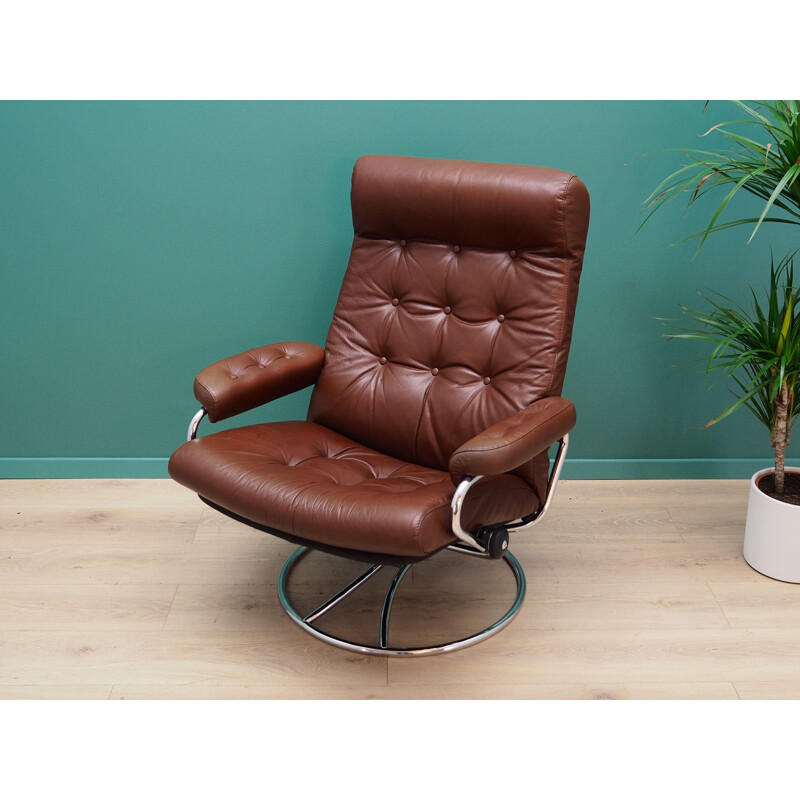 Vintage leather brown Armchair 1960s