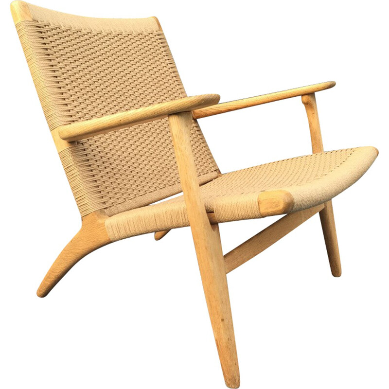 "CH25" Hansen & Sons oak and cord armchair, Hans J. WEGNER - 1960s