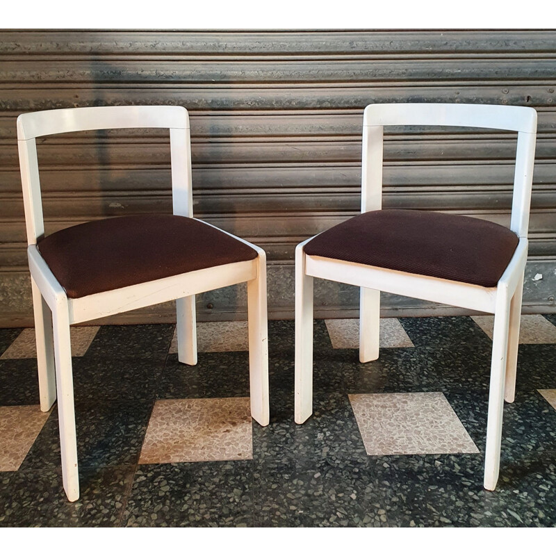 Pair of vintage Italian lacquered wood chairs, 1970