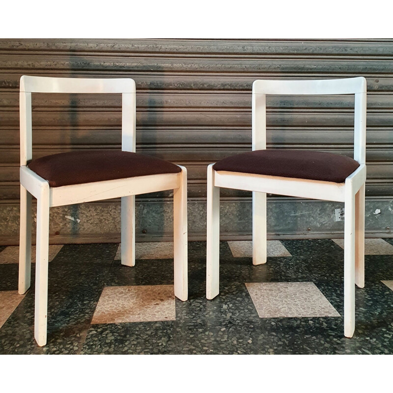 Pair of vintage Italian lacquered wood chairs, 1970