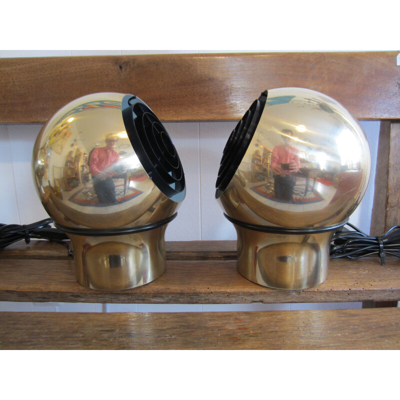 Pair of vintage Scandinavian golden sconces Hemi Klot 3