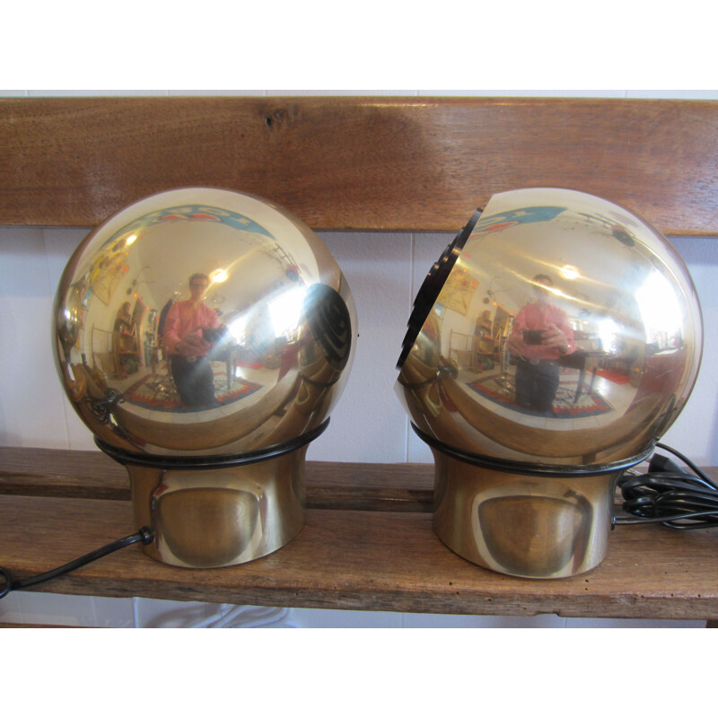 Pair of vintage Scandinavian golden sconces Hemi Klot 3