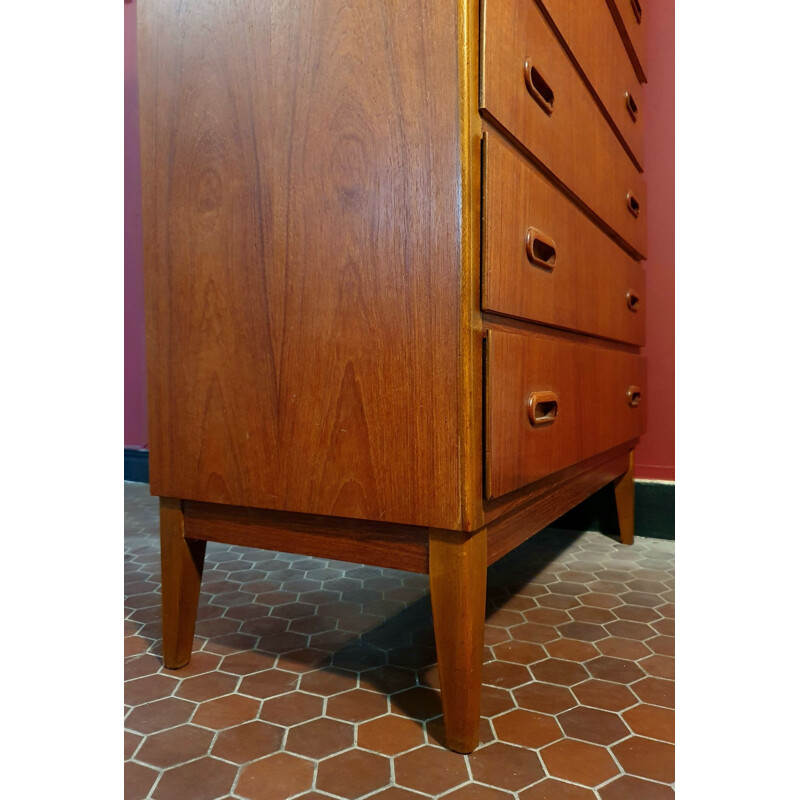 Scandinavian teak 7-drawer vintage chest of drawers, Denmark, 1960