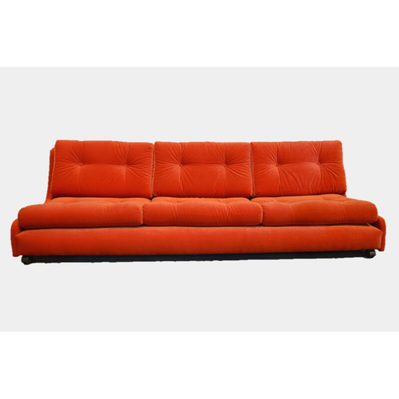 Vintage POP sofa in orange-red velvet