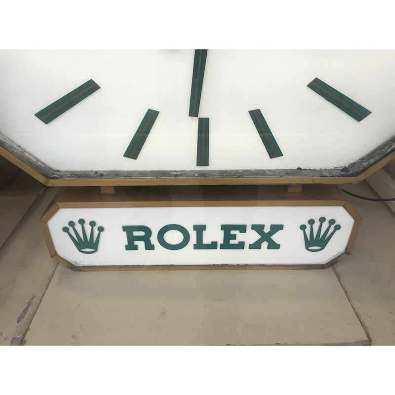 Vintage brass and Plexiglas Duoface clock by Rolex, 1970