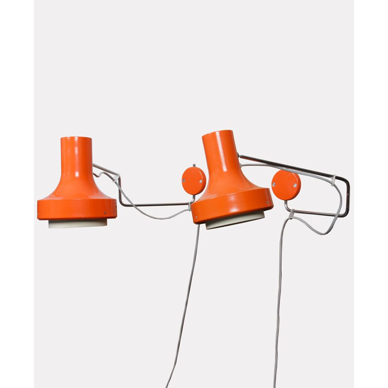 Pair of vintage orange sconces by Josef Hurka for Napako, 1970