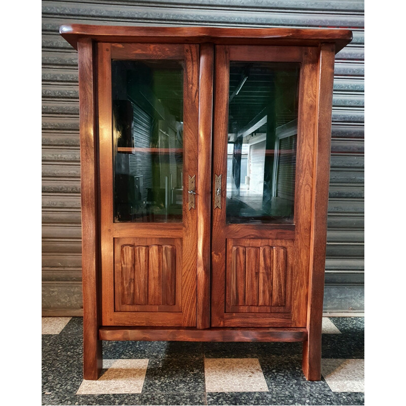 Vintage Scandinavian Brutalist elm window display