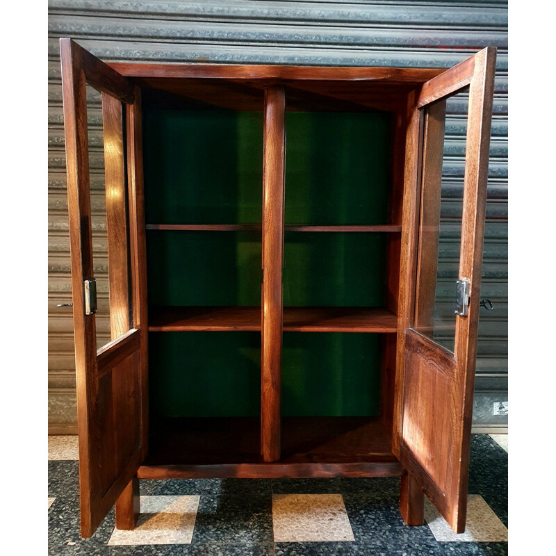 Vintage Scandinavian Brutalist elm window display