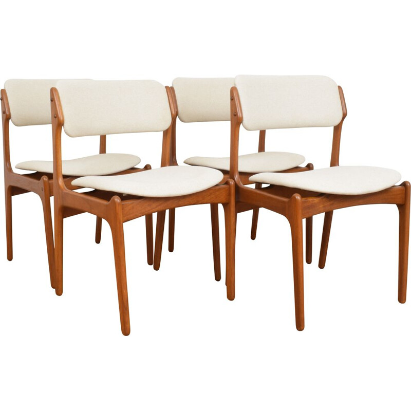 Set of 4 vintage teak Dining Chairs by Erik Buch for O.D. Møbler, 1960s