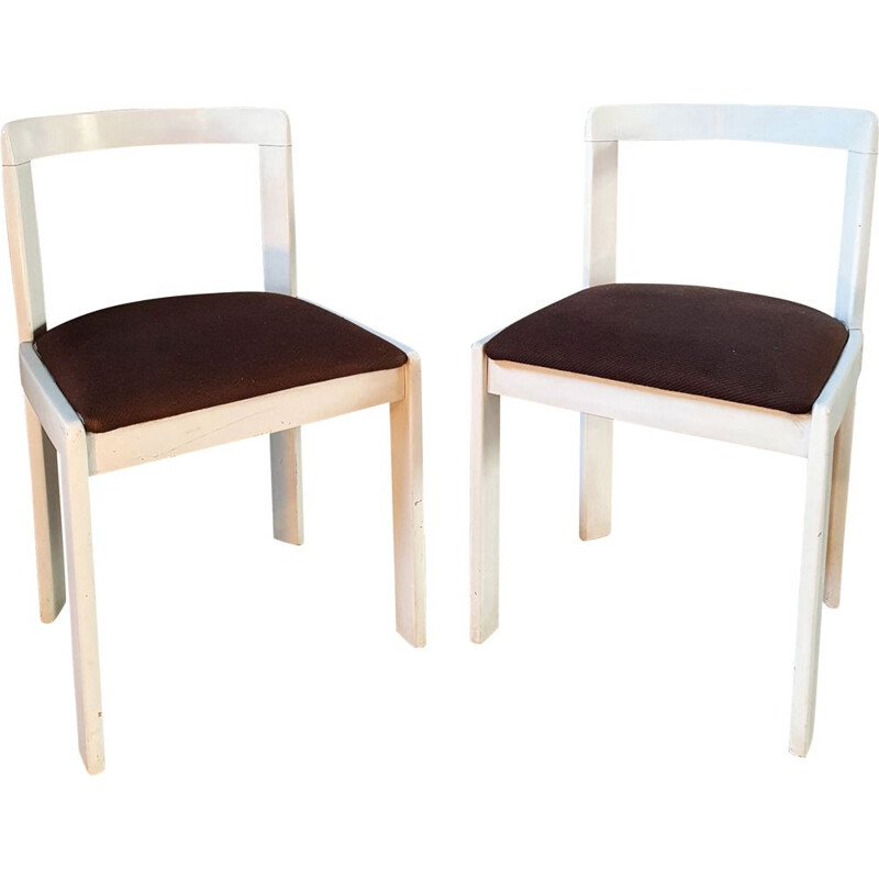 Pair of vintage Italian lacquered wood chairs, 1970