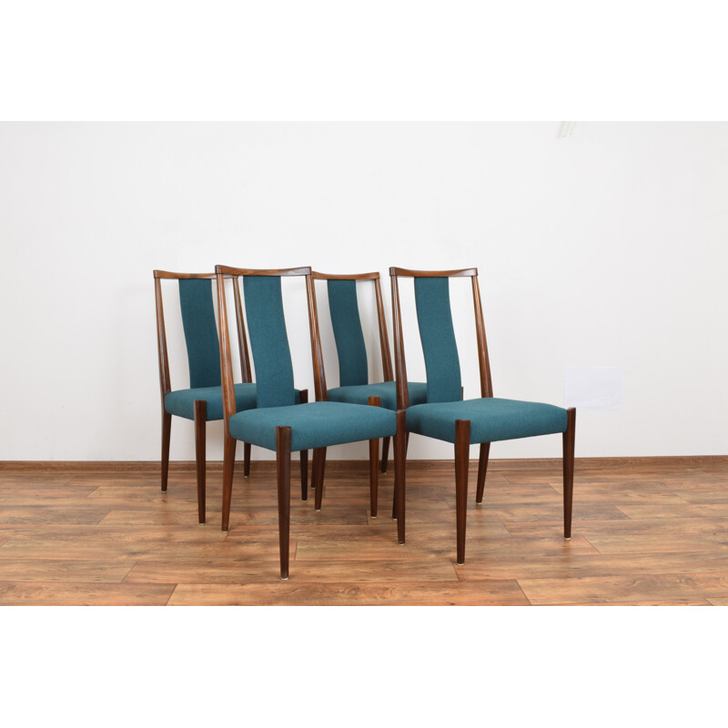 Conjunto de 4 cadeiras de teca verde dinamarquesas vintage, 1960