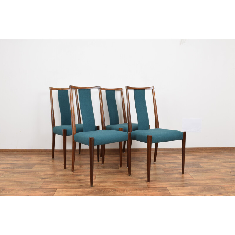 Set of 4 vintage Danish green teak chairs, 1960