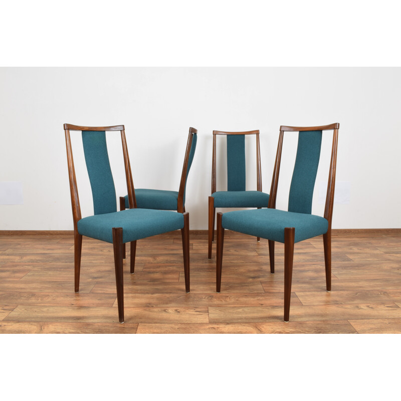 Set of 4 vintage Danish green teak chairs, 1960