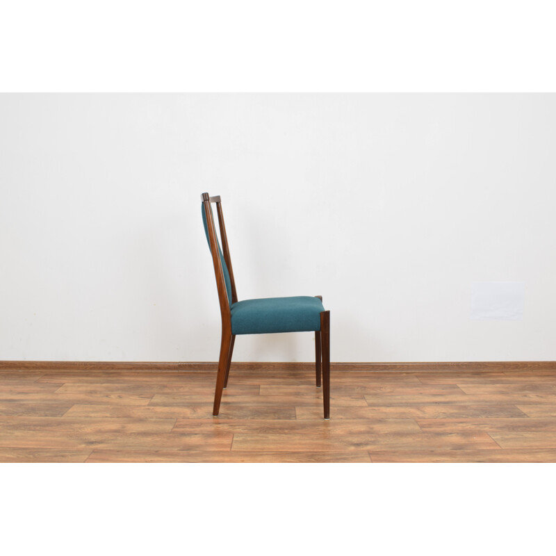 Set of 4 vintage Danish green teak chairs, 1960