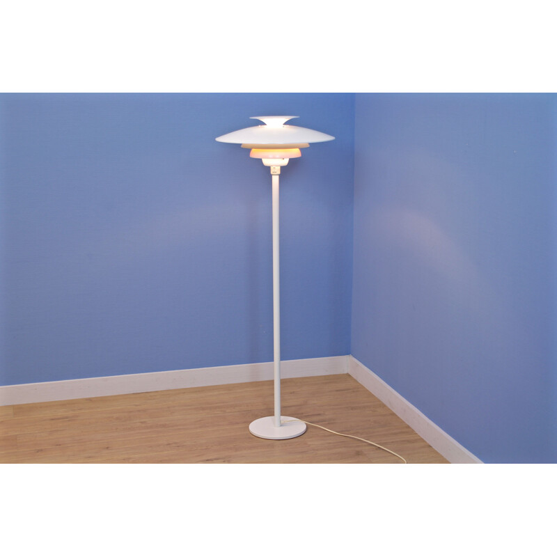 Vintage Danish floor lamp in white with orange accent by Jeka Metaltryk, 1970s