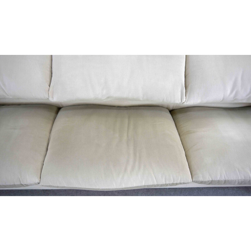 Vintage Maralunga 3-seat sofa in striped beige fabric by Vico Magistretti for Cassina 