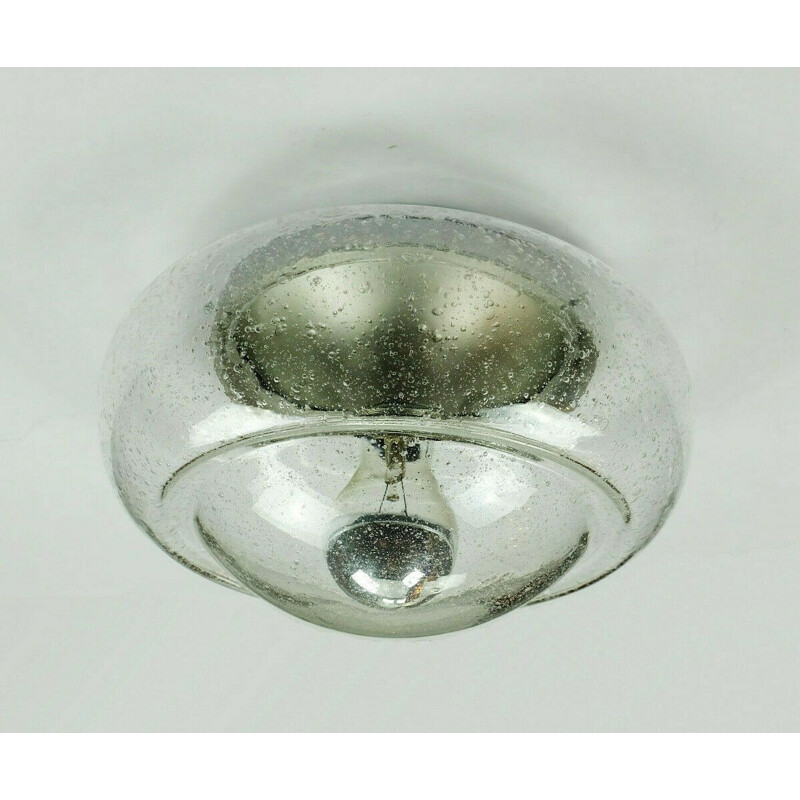 Vintage ceiling lamp in moulded clear glass, 1970
