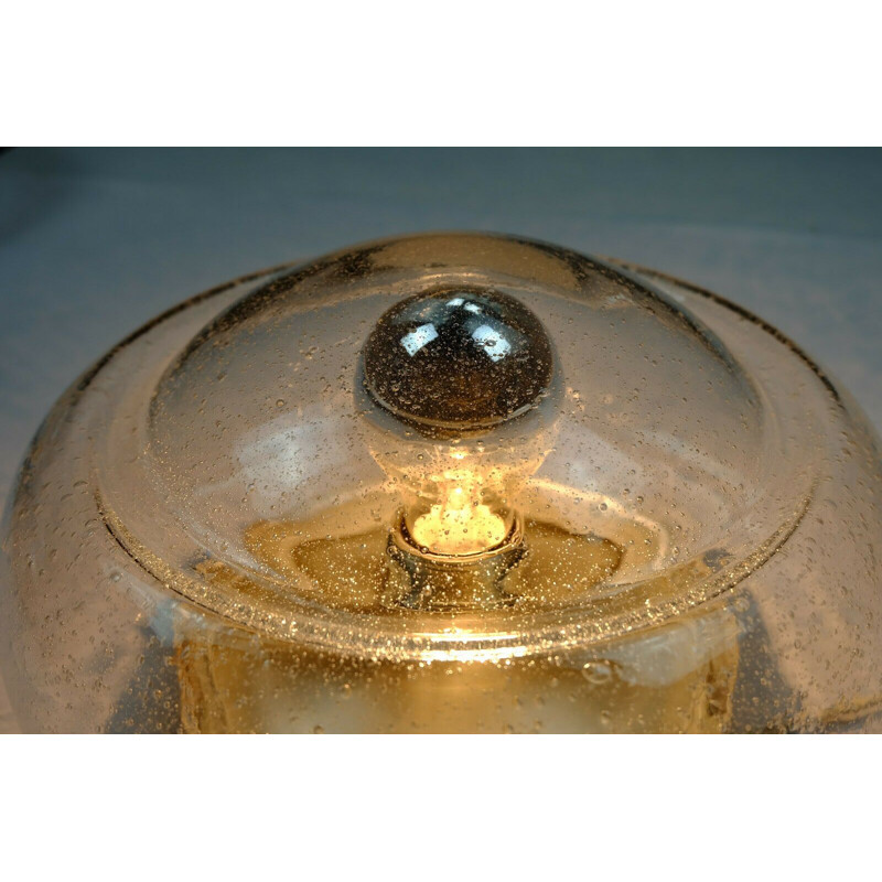 Vintage ceiling lamp in moulded clear glass, 1970