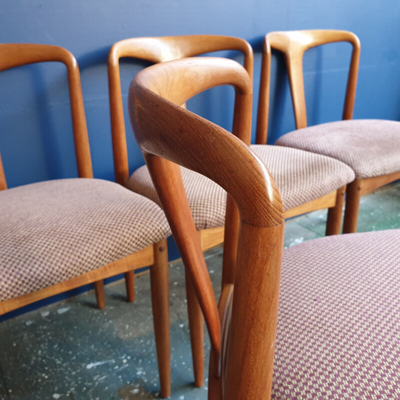Vintage set of 4 Danish teak Juliane dining chairs by Johannes Andersen for Uldum Møbelfabrik