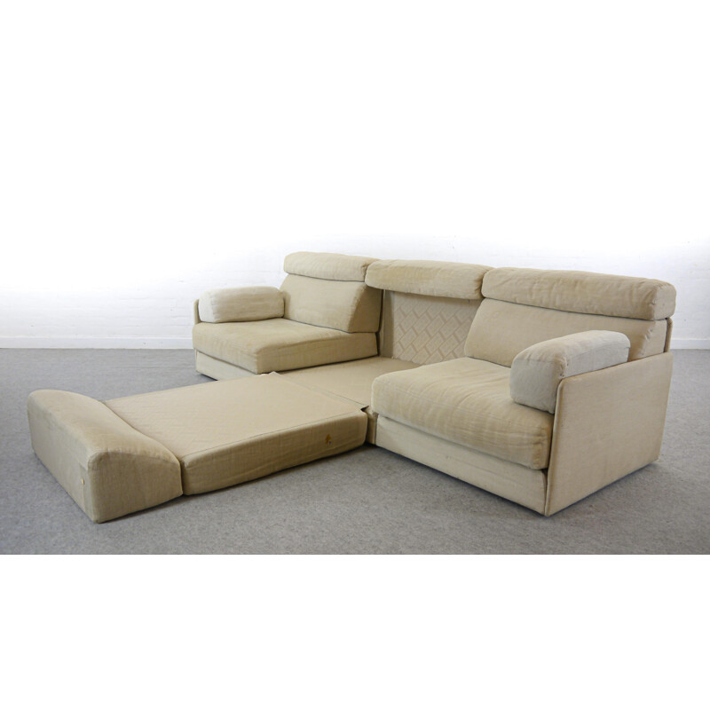 Vintage modular sofa DS-76 in canvas and convertible daybed by De Sede, 1970s