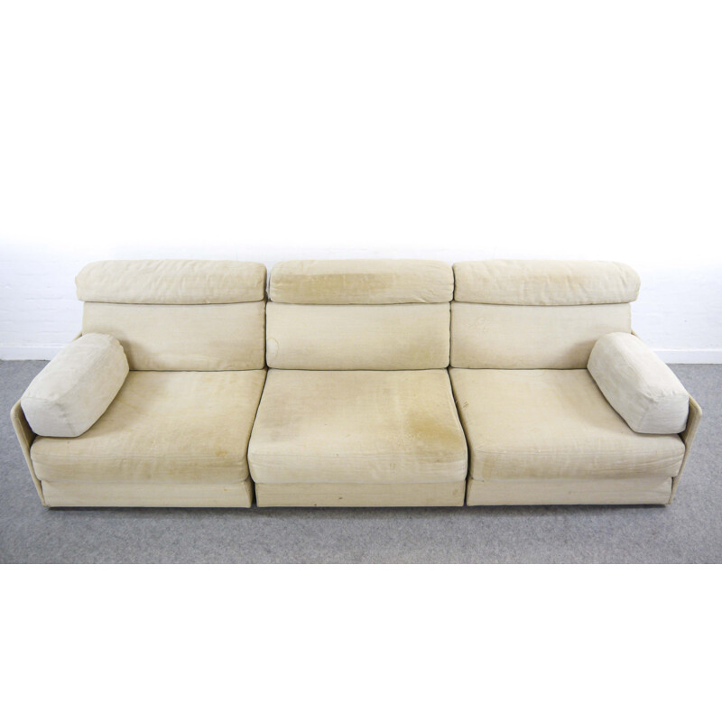 Vintage modular sofa DS-76 in canvas and convertible daybed by De Sede, 1970s