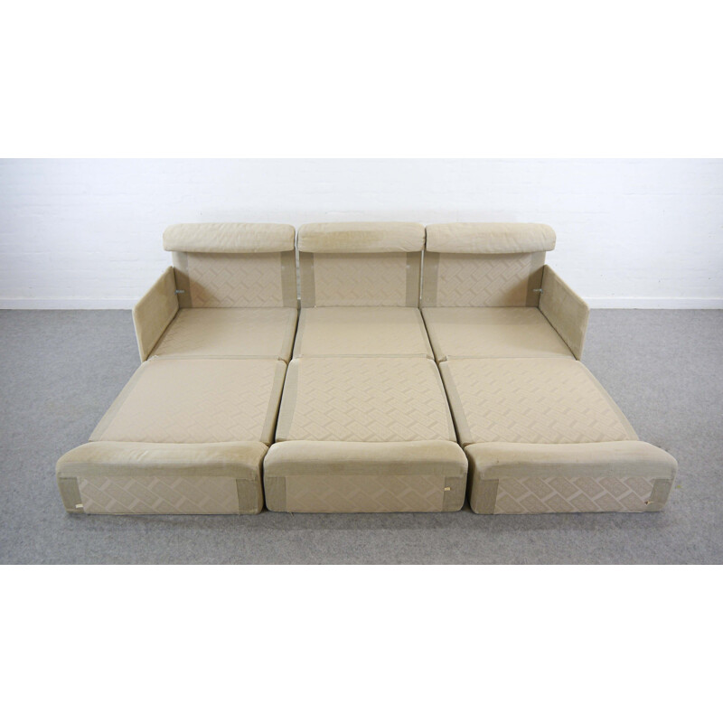 Vintage modular sofa DS-76 in canvas and convertible daybed by De Sede, 1970s