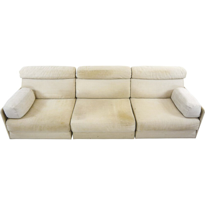 Vintage modular sofa DS-76 in canvas and convertible daybed by De Sede, 1970s