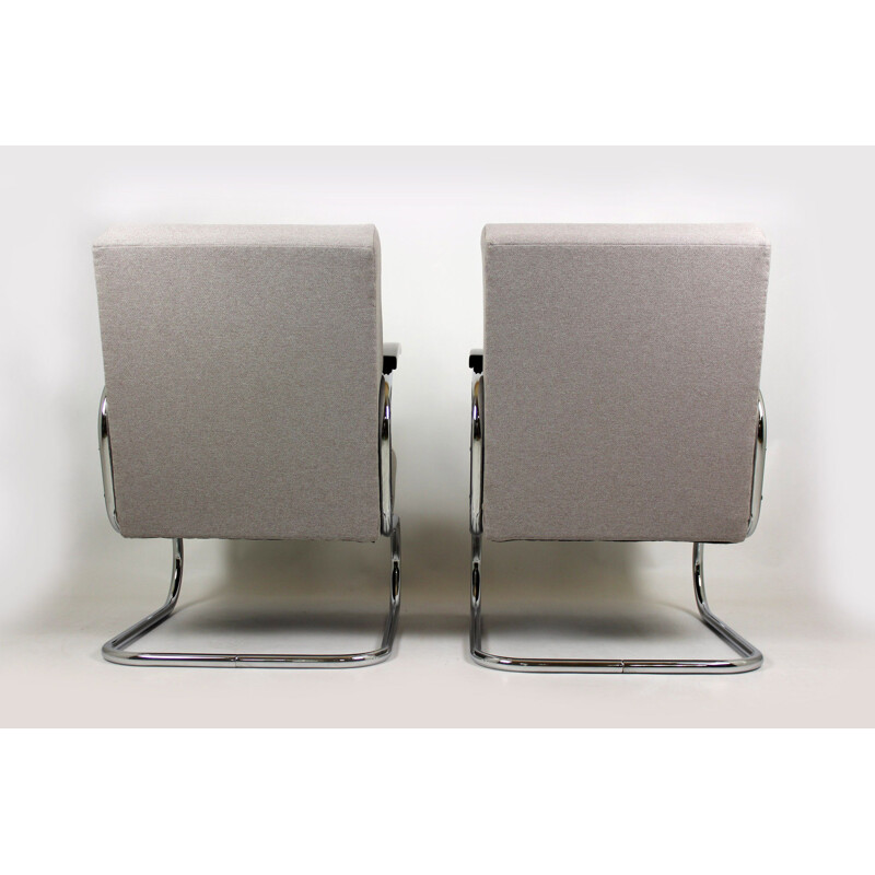 Pair of vintage cantilever S-411 armchairs by W. H. Gispen for Mücke Melder, 1930s