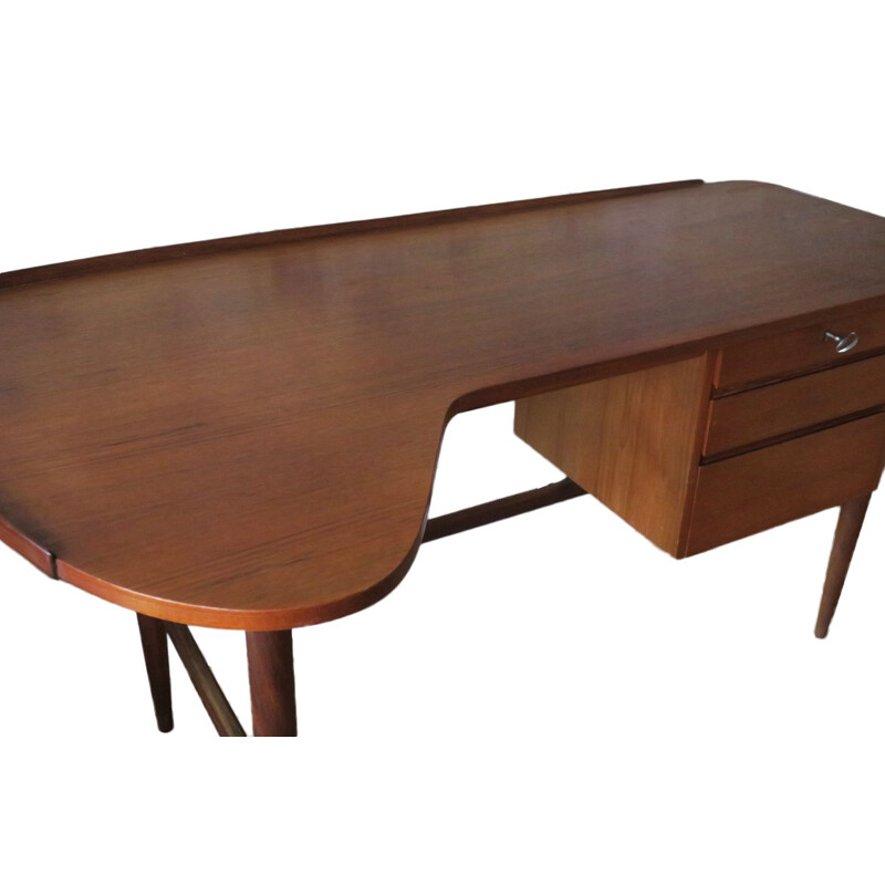 Vintage Danish teak boomerang desk, 1960s