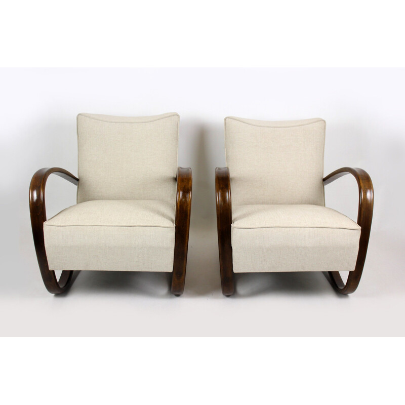 Vintage pair of H-269 armchairs by Jindrich Halabala for UP Závody, 1930s
