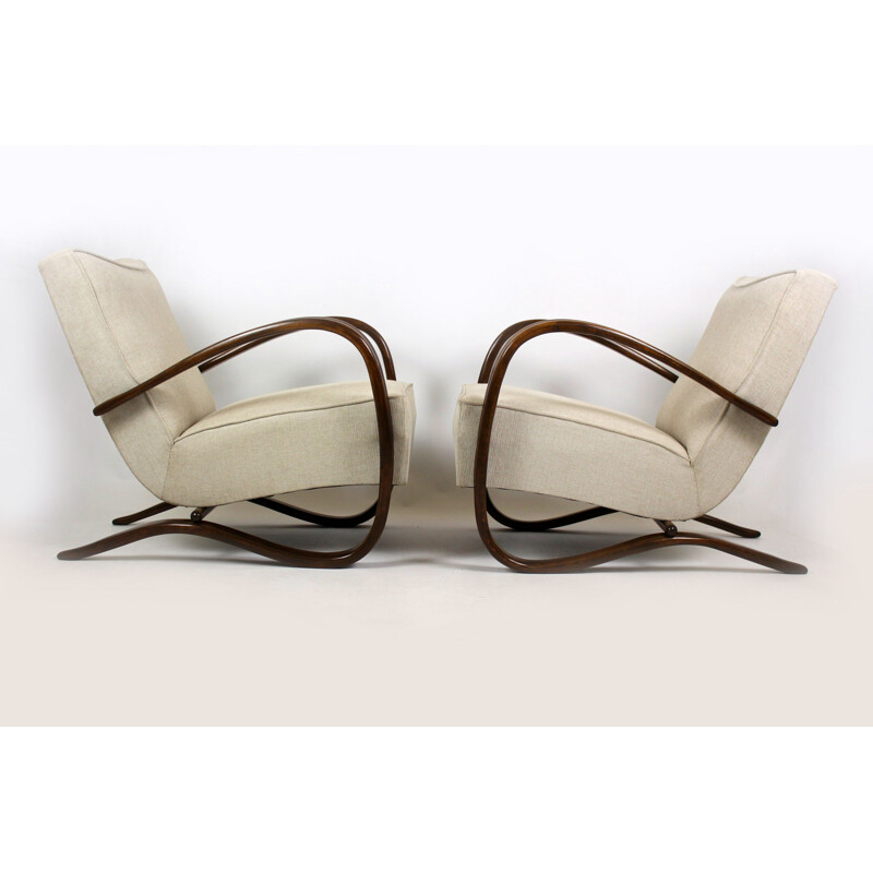 Vintage pair of H-269 armchairs by Jindrich Halabala for UP Závody, 1930s