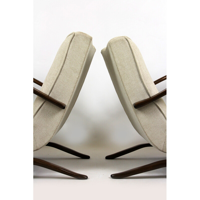 Vintage pair of H-269 armchairs by Jindrich Halabala for UP Závody, 1930s