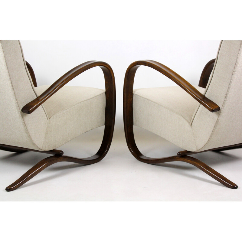 Vintage pair of H-269 armchairs by Jindrich Halabala for UP Závody, 1930s